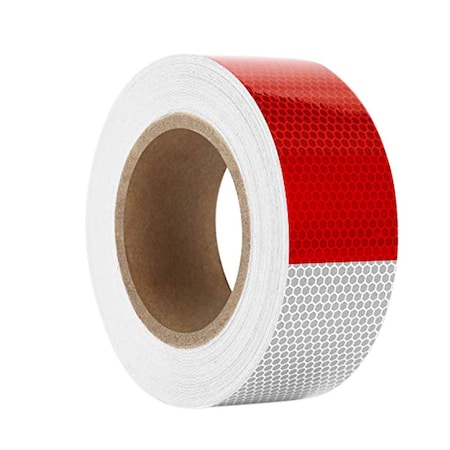 Abrams 2" in x 30' ft Trailer Truck Conspicuity DOT Class 2 Reflective Safety Tape - Red/White DOTC2 2 x 30-6R/6W